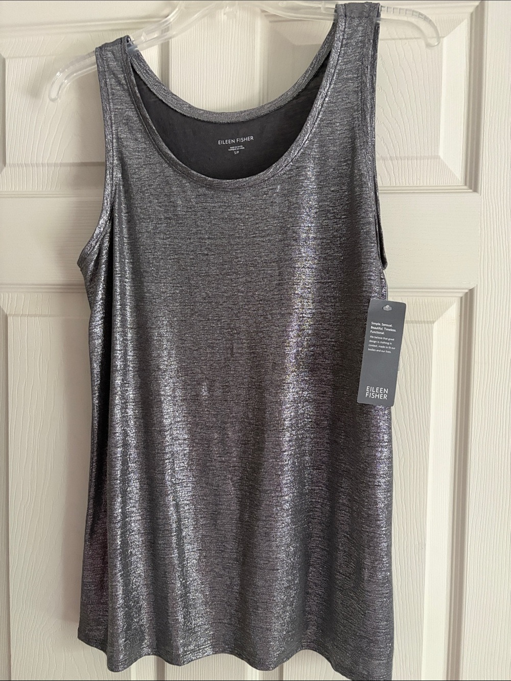 Eileen Fisher Shimmering Charcoal Scoop Neck Tank